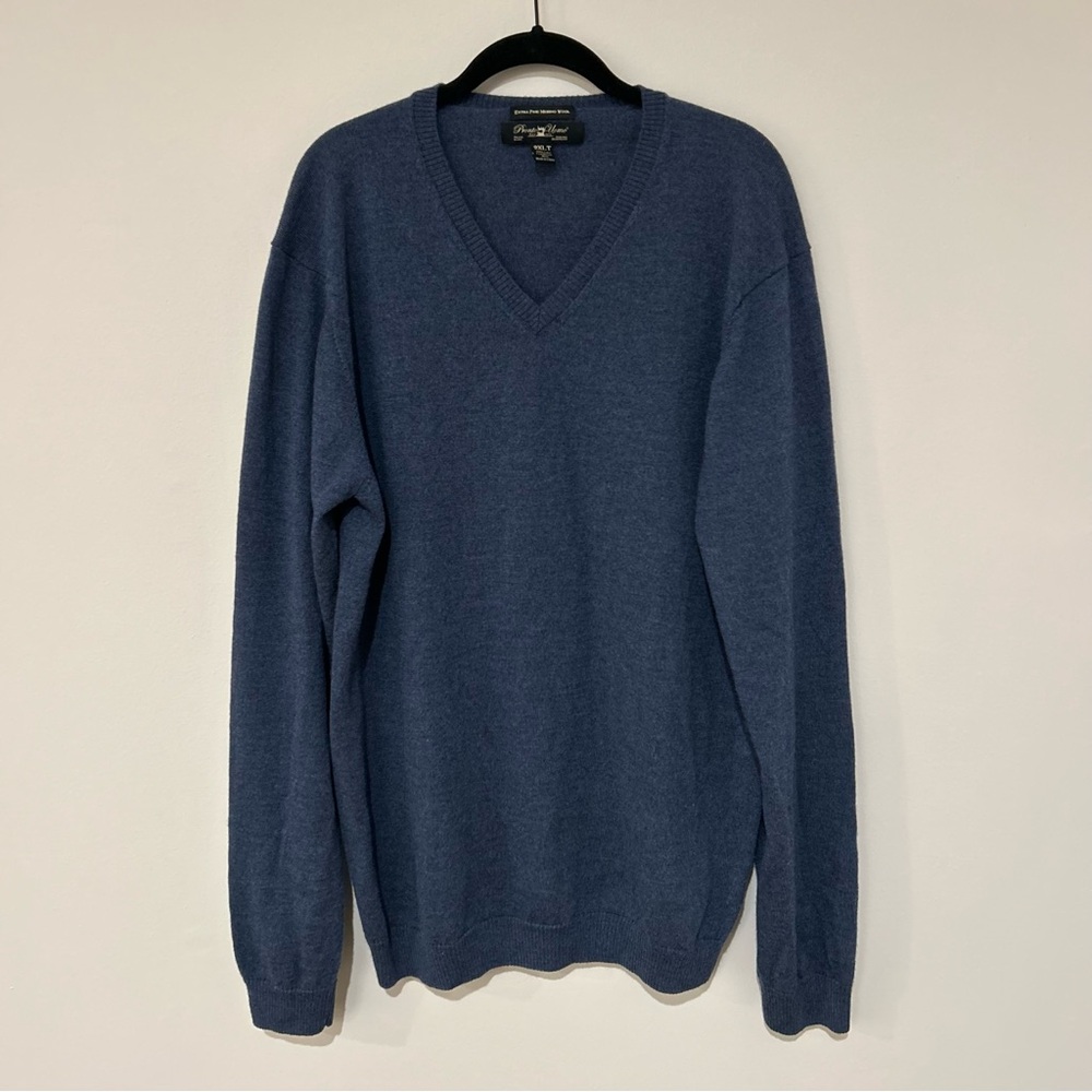 Pronto Uomo Blue Merino Wool V-Neck Sweater